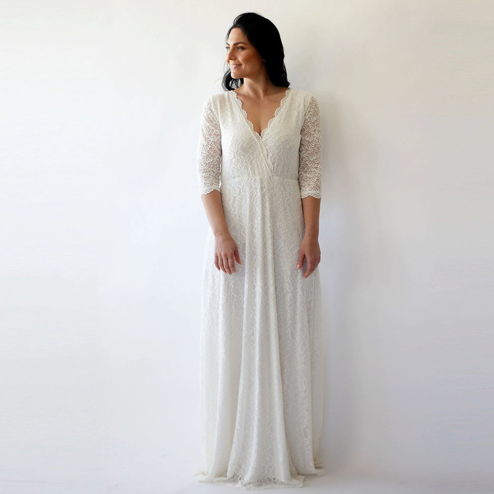 Thumbnail: Curvy  Wrap Wedding Dress With Pockets #1273