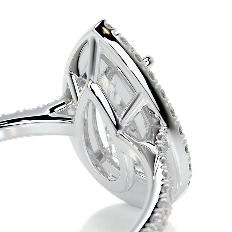 Thumbnail: SGARIT Fine Jewelry 2CT Pear Cut Moissanite Halo Diamond Ring 18K White Gold