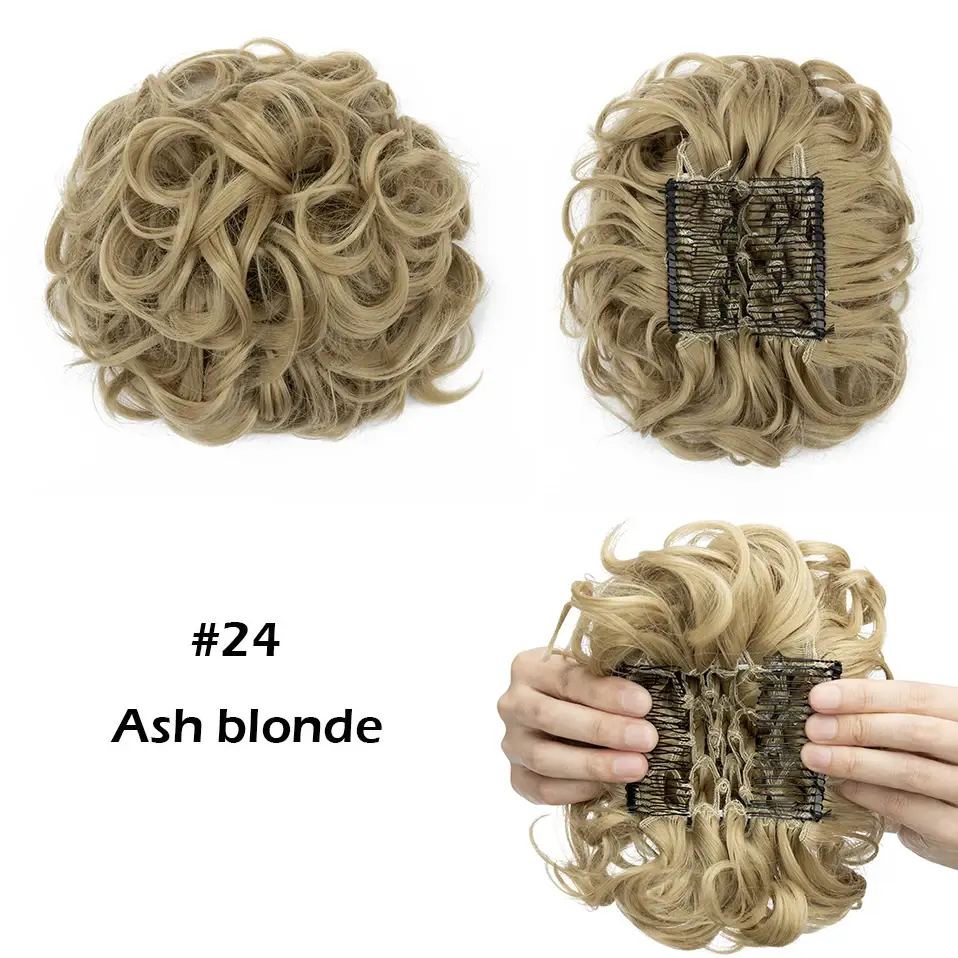 Thumbnail: S-Noilite Synthetic LARGE Comb Clip in Curly Hair Extension Chignon