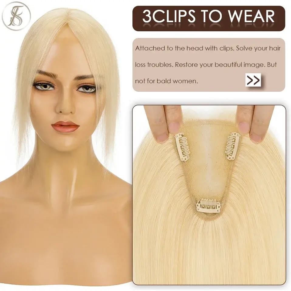 Thumbnail: TESS 8x10cm Lace Women Topper Hand Single Knot Hair Toppers 10