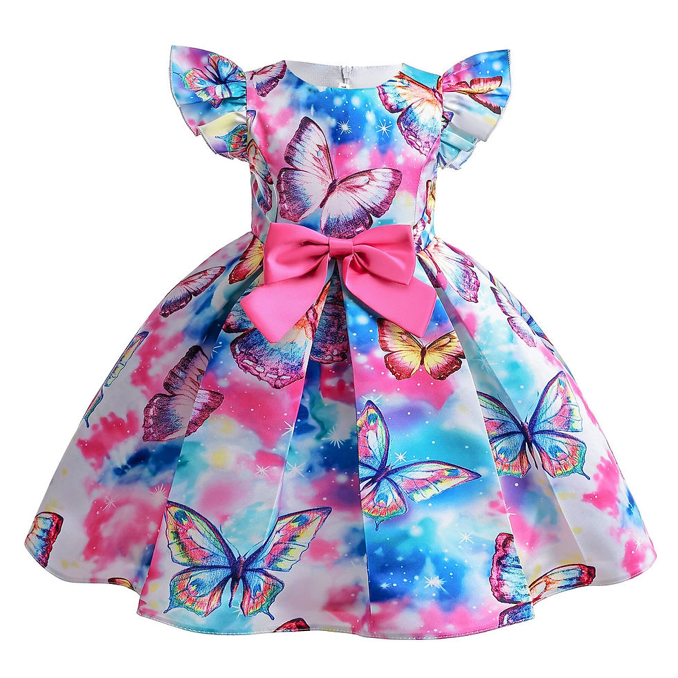 Thumbnail: Baby Girls Flower Striped Dress for Girls Floral Wedding Party Dresse