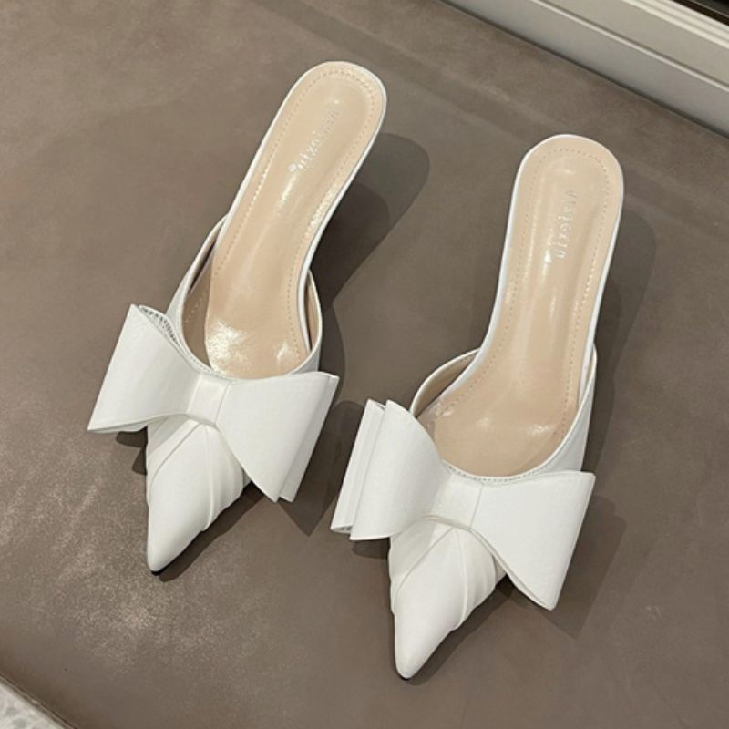 Thumbnail: Bowknot Designer Cute  Mules Lady Slippers Low Kitten Heels Sandals for Women