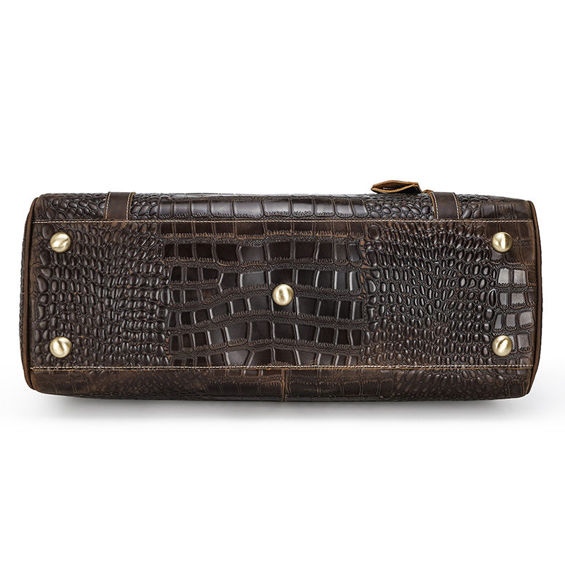 Thumbnail: Luxury Genuine Leather Mens Crocodile Embossed Weekend Travel
