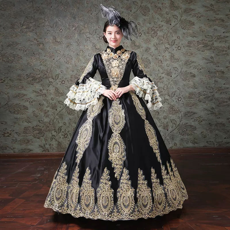 Thumbnail: Ecoparty Ladies Medieval Renaissance Victorian Dresses Red Gold Ma