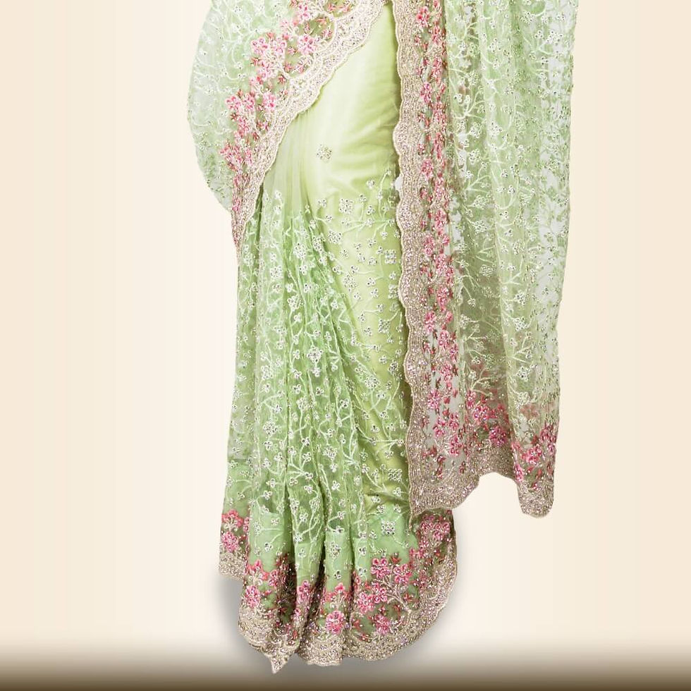Thumbnail: Pure Net Indian Saree - Green