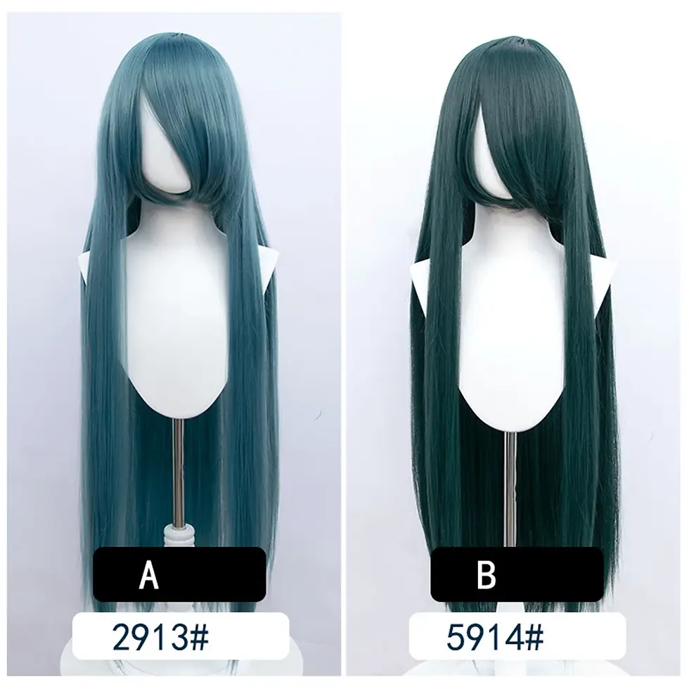 Thumbnail: HSIU 100Cm Long Staight Cosplay Wig Heat Resistant Synthetic Hair A