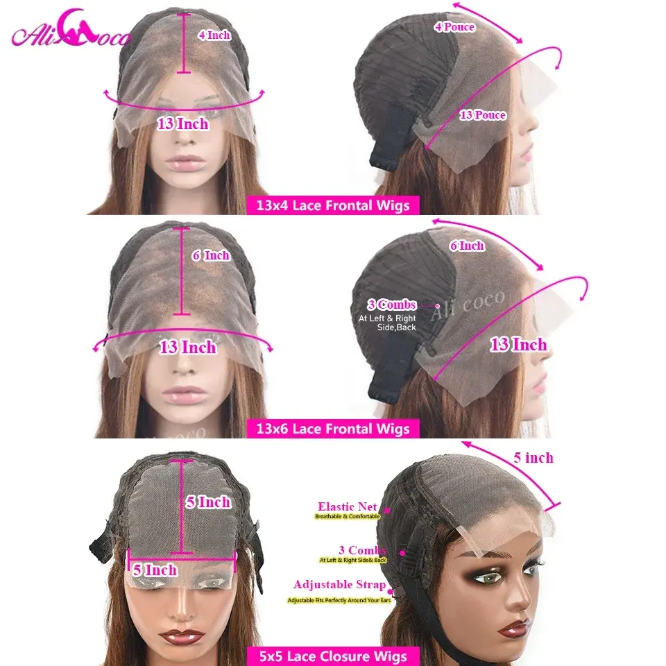 Thumbnail: Chocolate Brown With Bangs Human Hair Wigs 13x4 Lace Frontal Wig
