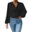 Thumbnail: Chiffon Blouse Long Sleeve Shirt Casual Loose Draping V-Neck Women Shirt