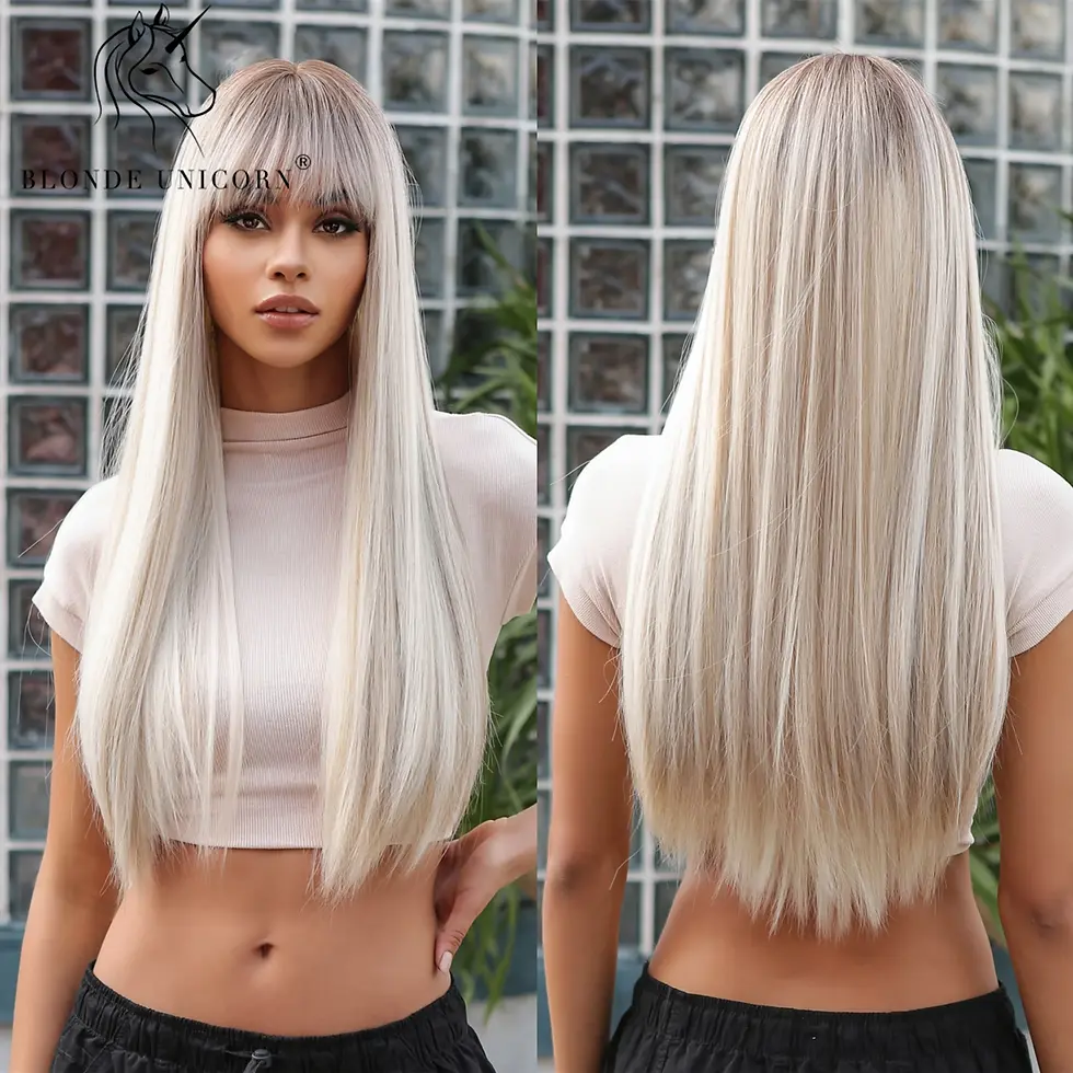 Thumbnail: Blonde Unicorn Synthetic Long Wavy Wig Ombre Purple to Blue fo