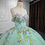 Thumbnail: Jancember 6536 Sparkling Gradient Green Blue Ball Gown Evening Pa