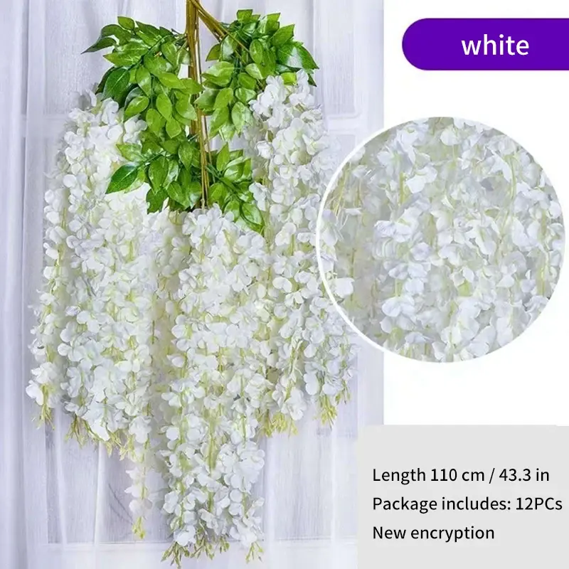 Thumbnail: 12Pcs Wisteria Artificial Flower Rattan Wreath Arch Wedding Home Ga