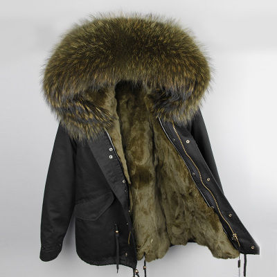 Thumbnail: Men’s Winter Jacket with Real Raccoon Fur Hooded Parka for Cold Weather