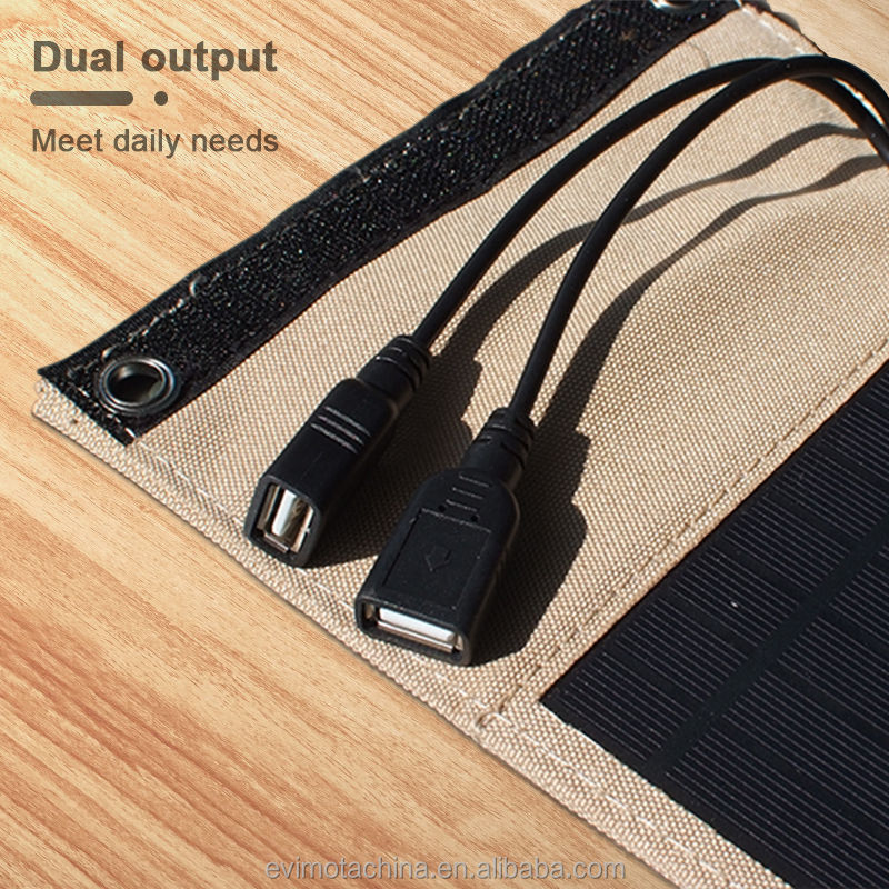 Thumbnail: Outdoor Hiking Waterproof Solar Panel 5V 7W Power Bank Solar USB