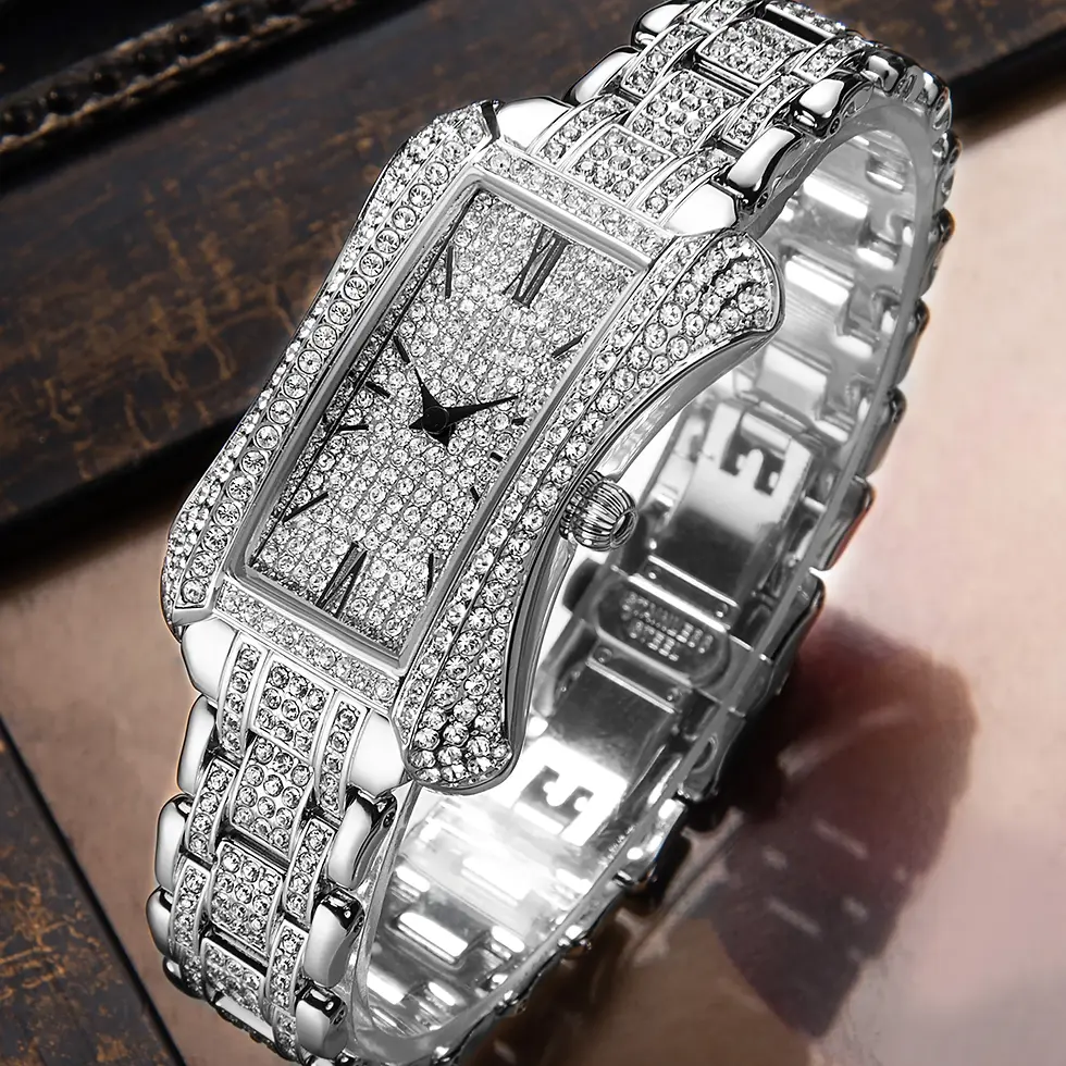 Thumbnail: Davena 61639 New Luxury Crystal Diamond Women Silver Jewelry Wa