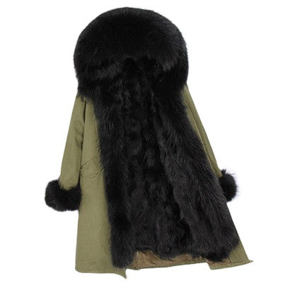 Thumbnail: Women Plus Size Long Parka Jacket Overcoat With Detachable Real