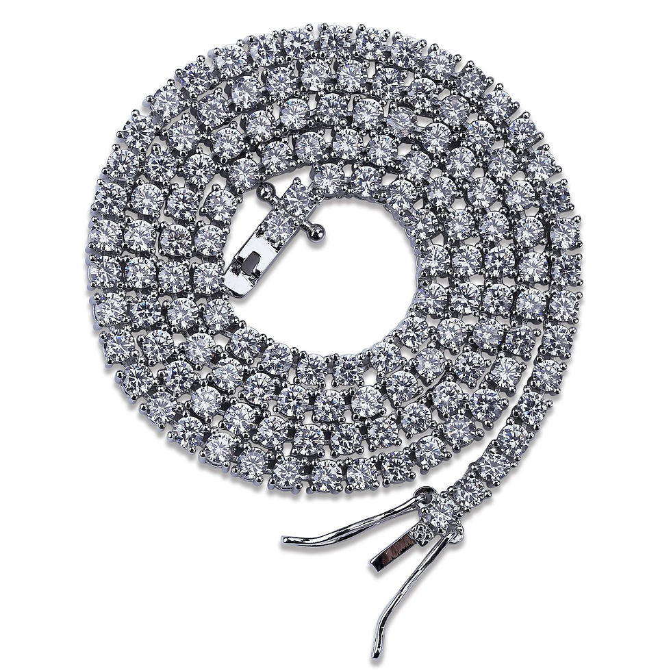 Thumbnail: 6mm Iced Out Zircon Gold Plated Diamond 925 Tennis Chain Cuba