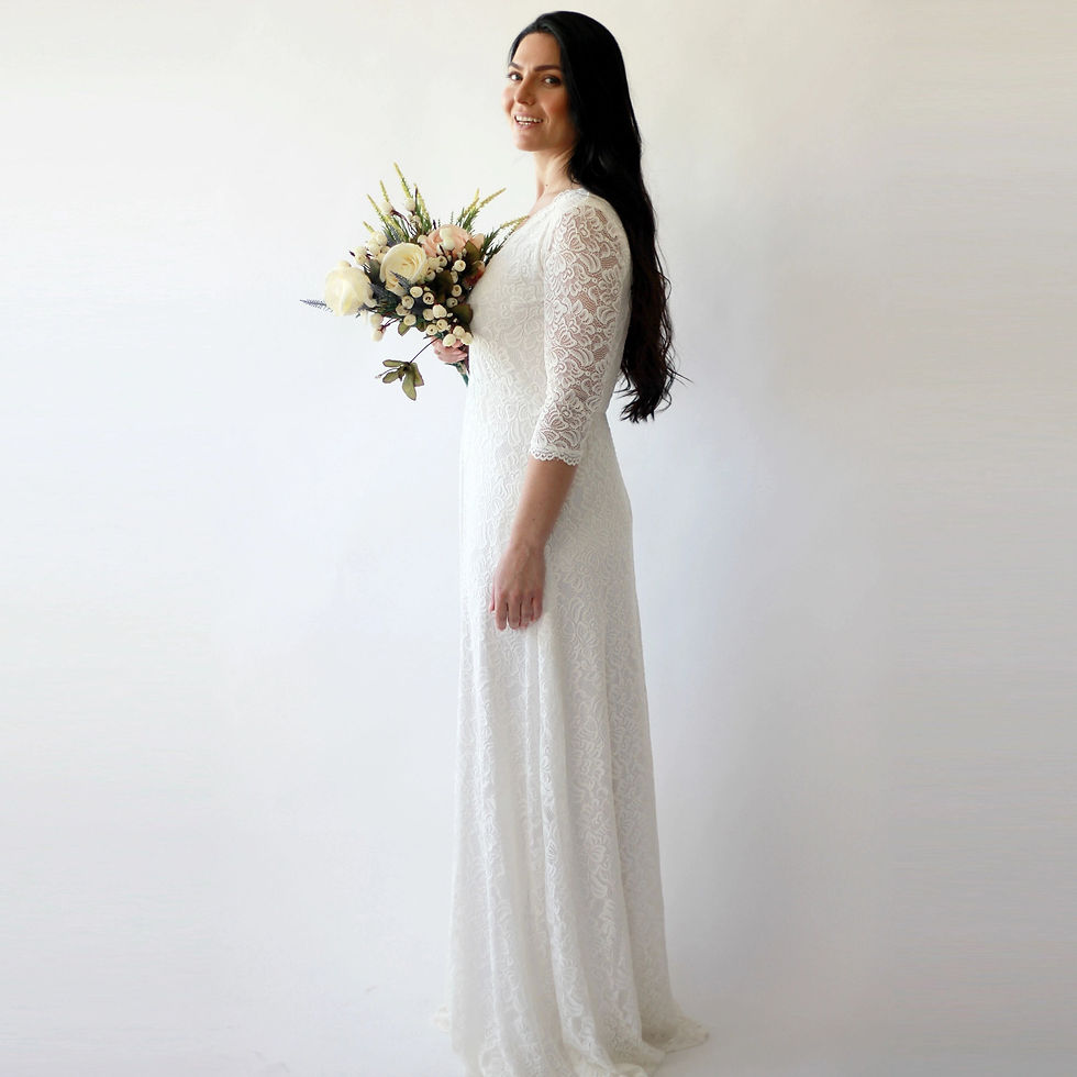 Thumbnail: Curvy  Wrap Wedding Dress With Pockets #1273