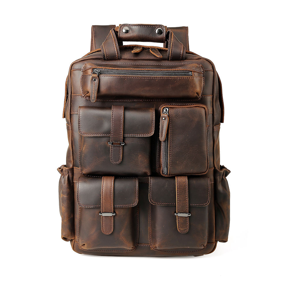 Thumbnail: Tiding Branded Vintage Mens Crazy Horse Leather Laptop Bag Pack Genuine Cow Le
