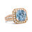 Thumbnail: 18K Rose Gold 10x10mm Cushion Shaped Aquamarine and 1 1/8 Cttw