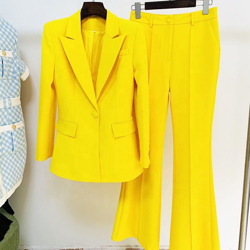 Thumbnail: S-4xl Trendy Fall Ladies Office Wear Formal Women Suit Blazer Flare