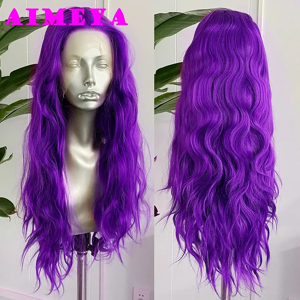 Thumbnail: AIMEYA Green Lace Wig Long Loose Curly Teal Synthetic Lace Front