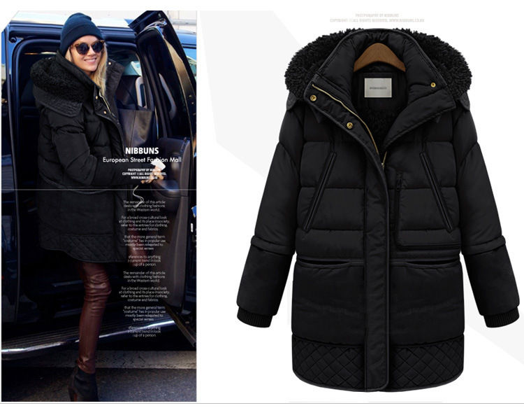 Thumbnail: Women's Thickened Down Jacket Hooded Coat Women Hooded Parka Coat Zipper Outwear