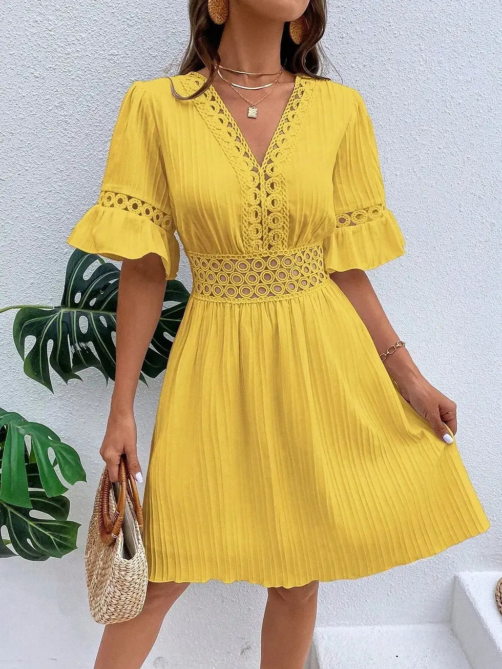 Thumbnail: Fahion Deep v Neck Women Bodycon Dress Sexy Backless Midi Split