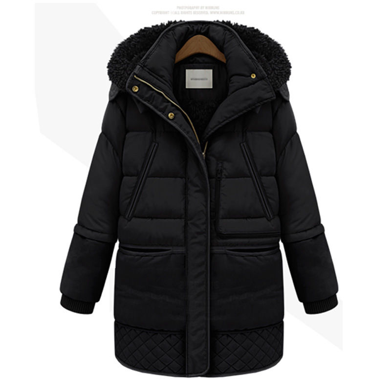 Thumbnail: Women's Thickened Down Jacket Hooded Coat Women Hooded Parka Coat Zipper Outwear