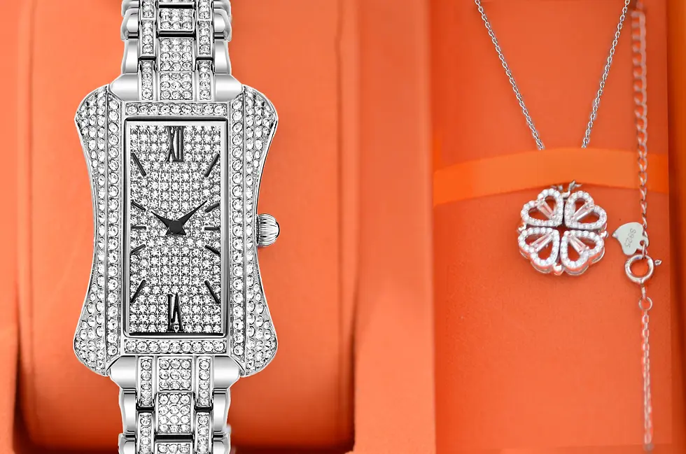 Thumbnail: Davena 61639 New Luxury Crystal Diamond Women Silver Jewelry Wa