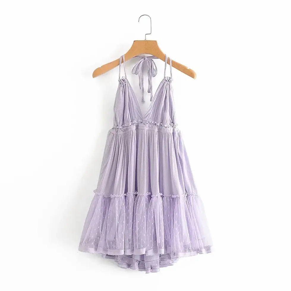 Thumbnail: Strapless Summer Boho Dress Women Foremode Flounced Edge Backl