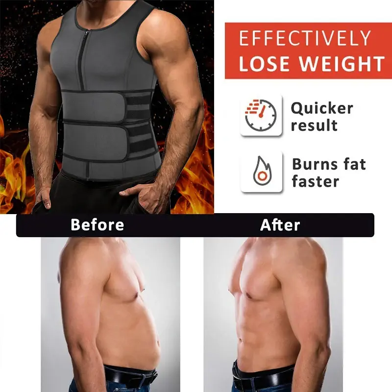 Thumbnail: Neoprene Sweat Vest for Men Waist Trainer Vest Adjustable Workout