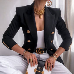 Thumbnail: Button Ladies Woman Work Suit Women's Jacket Office La