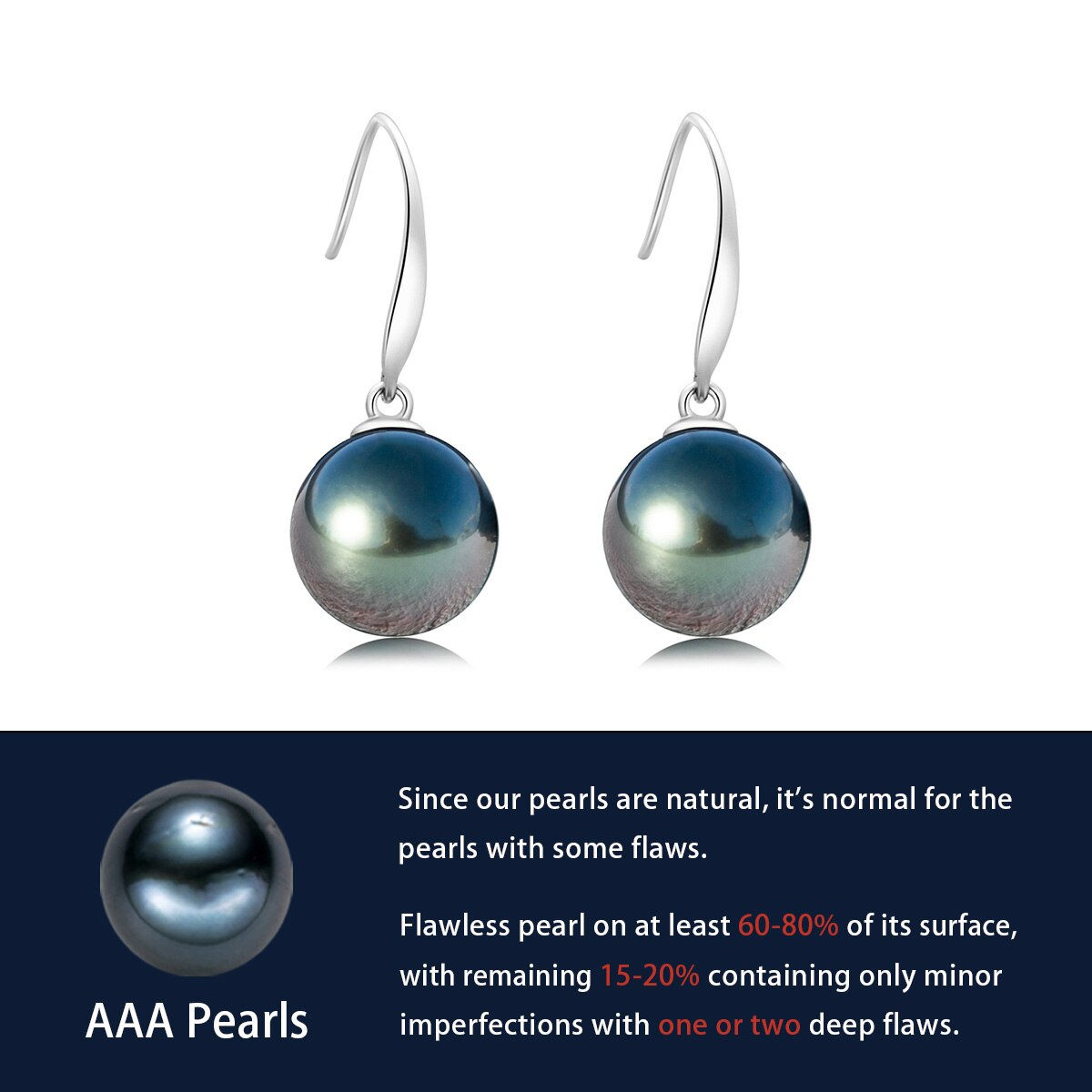 AnuJewel 18K Solid Gold 9-10 Mm 8-9mm Tahitian Black Pearl Seawat