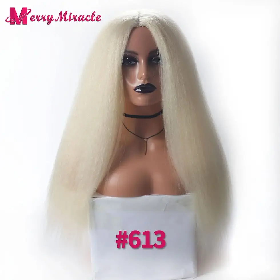 Thumbnail: Long Wig Kinky Straight Synthetic Hair for Women Afro Synthetic Str