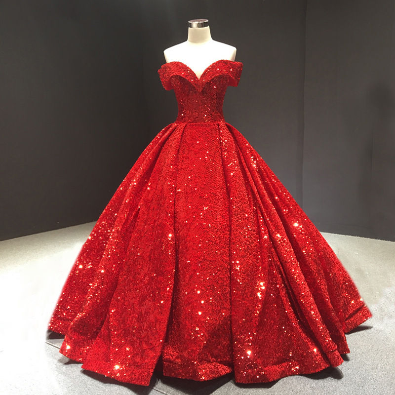 Thumbnail: Overlay Sequin Dress Wedding Bridesmaid Dresses Bridal Evening Dr
