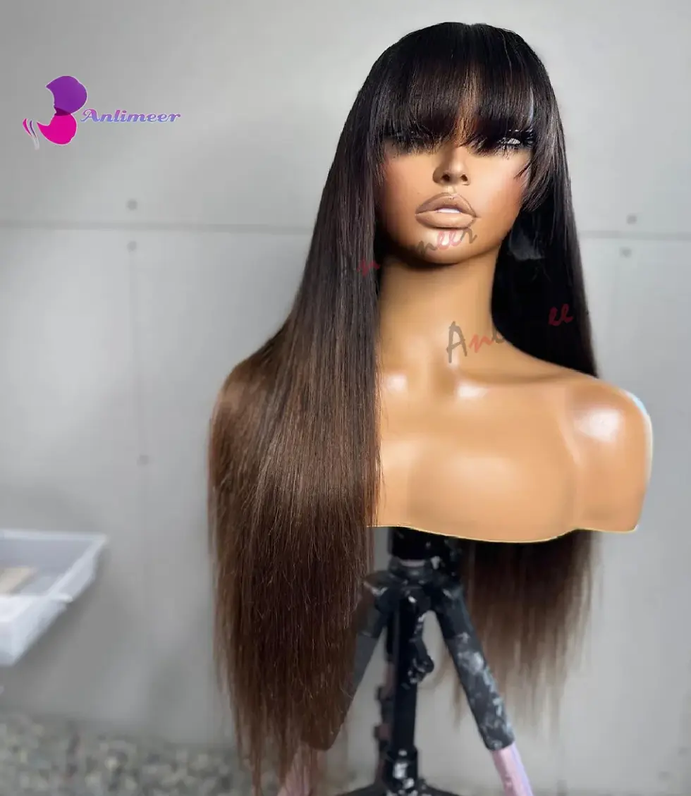 Thumbnail: Ombre Chocoloate Brown Lace Front Wig Human Hair Wigs With B
