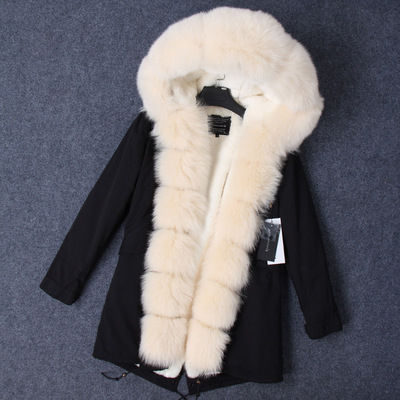 Thumbnail: Maomaokong Big Fox Fur Collar Parka Faux Fur Lined Women Winter