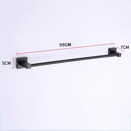 Thumbnail: 55CM Matte Black Double Towel Bars Bathroom Towel Hanger Space
