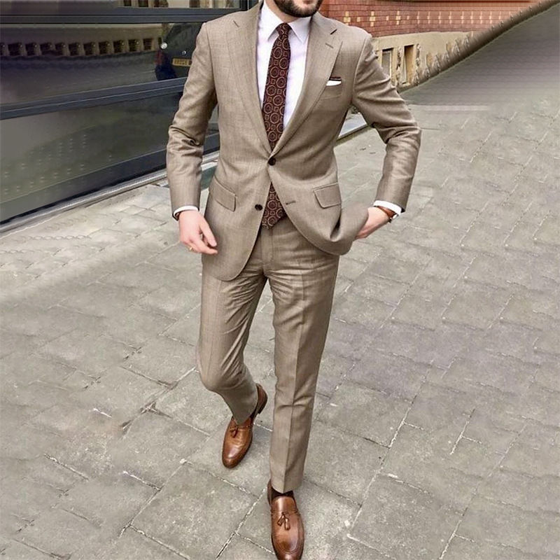 Thumbnail: Business Men Suits 2 Pieces Groom Tuxedos Green Slim Fit Wedding Suits