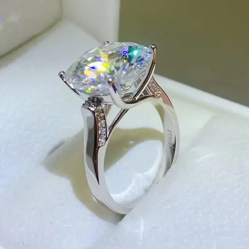 Thumbnail: Real 1/2/3/5/10ct Moissanite Rings D Color VVS Women S925 Silver Pl