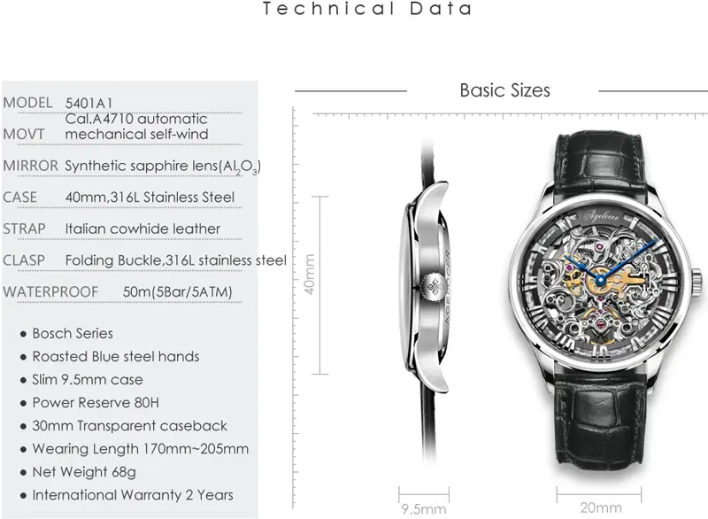 Thumbnail: AGELOCE Mech Mens Watches  Montre Homme Clock Men Automatic Skeleton Watch