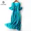 Thumbnail: Wholesale  New Female 100% Natural  Silk Dress v Neck Boho Ruffles