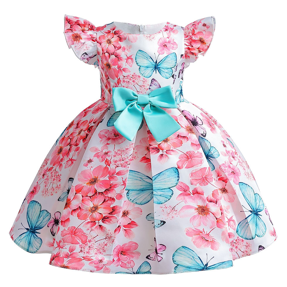 Thumbnail: Baby Girls Flower Striped Dress for Girls Floral Wedding Party Dresse