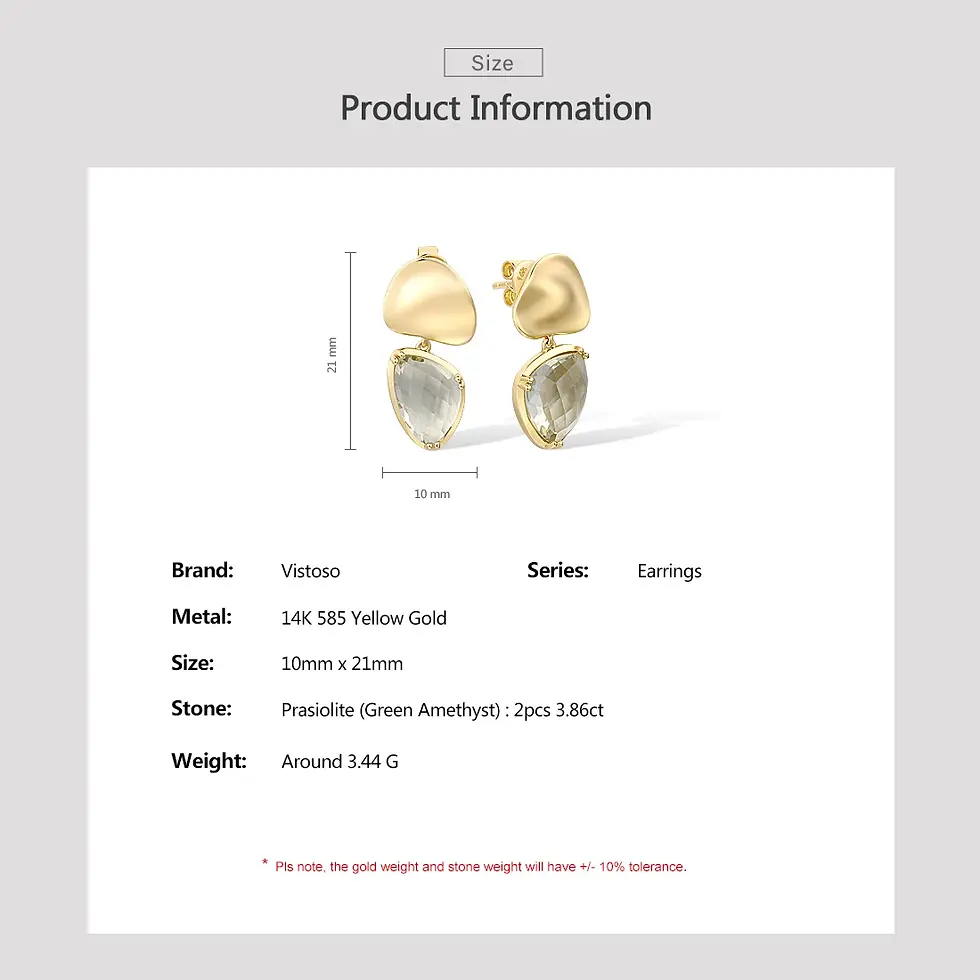 Thumbnail: VISTOSO Gold Earrings for Women Pure 14K 585 Yellow Gold Sparklin