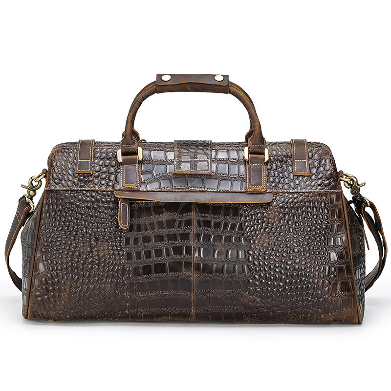 Thumbnail: Luxury Genuine Leather Mens Crocodile Embossed Weekend Travel