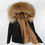 Thumbnail: Men Winter Short Jacket Real Raccoon Fur Hooded Coat Faux Fur Lin