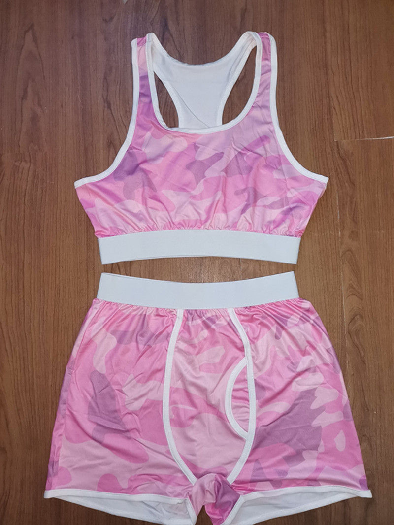 Thumbnail: Shorts and Crop Top  2 Piece Sleepwear Pajamas Set for Women