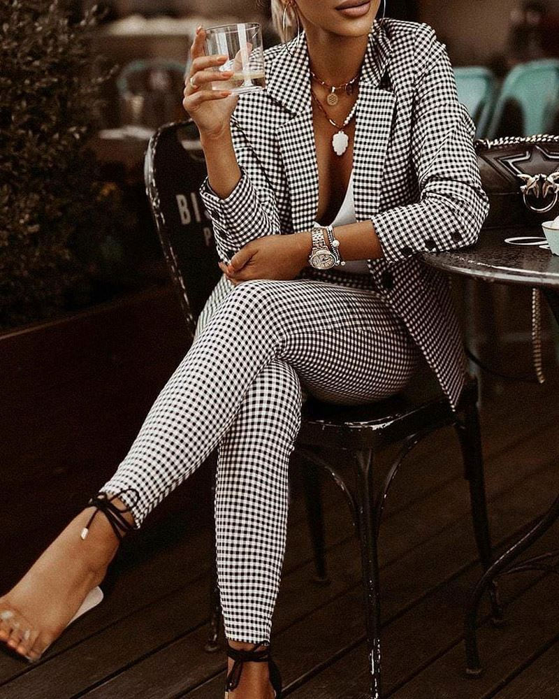Thumbnail: Custom Fall 2022 Ladies Office Long Sleeve Blazer Set Women Suits