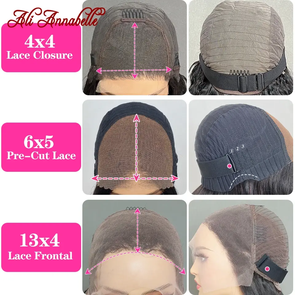 Thumbnail: Ali Annabelle Glueless Human Hair Wigs 4x4 13x4 Full Lace Frontal W