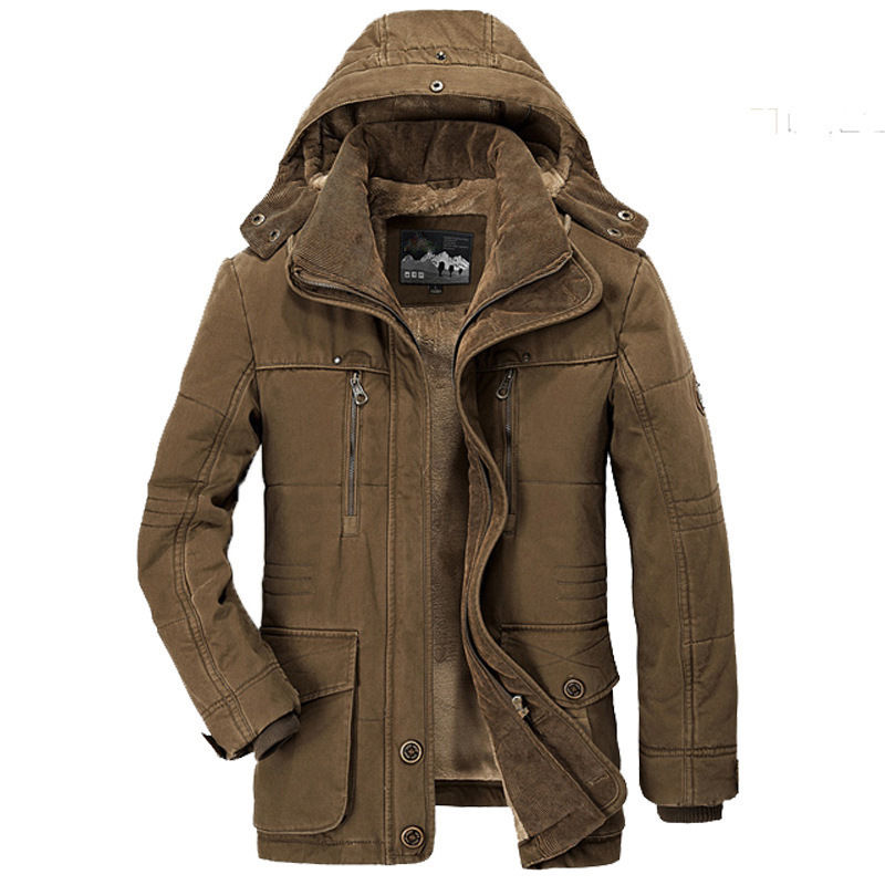 Thumbnail: Winter Fleece Jacket Men Casual Parka Thick Thermal Coat Jackets